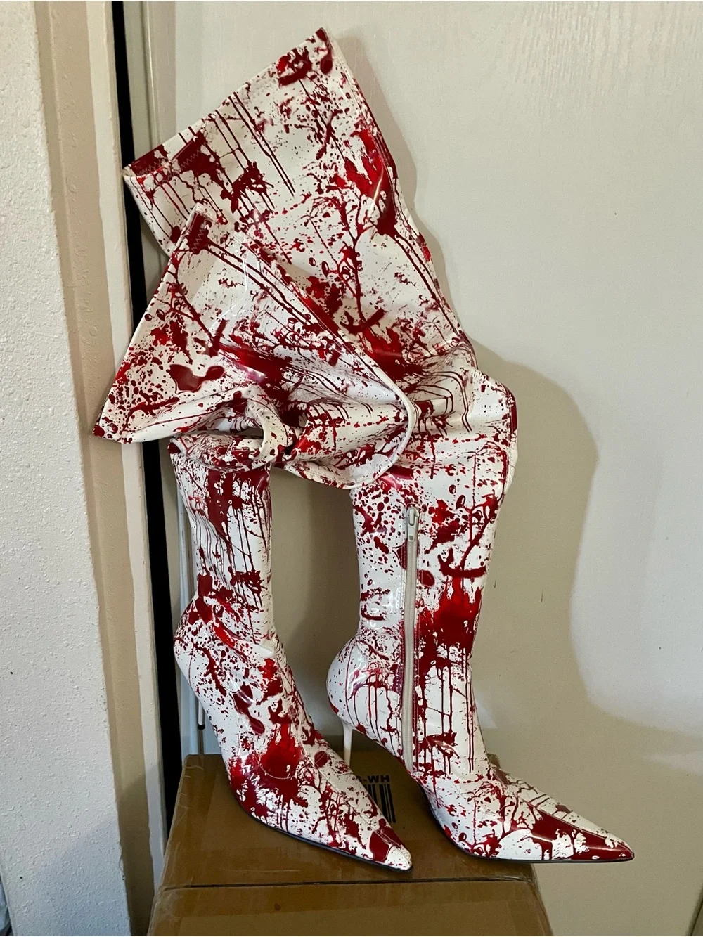 Dolls Kill Trickz N Treatz Blood Splatter platform boots size NEW